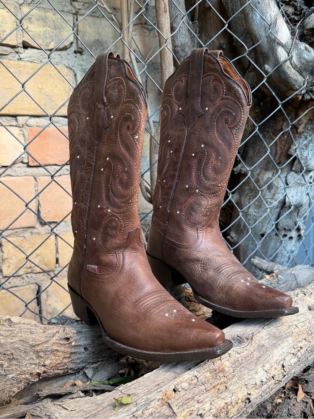 Rio Grande Women Brown Leather Western Boots Sz 6